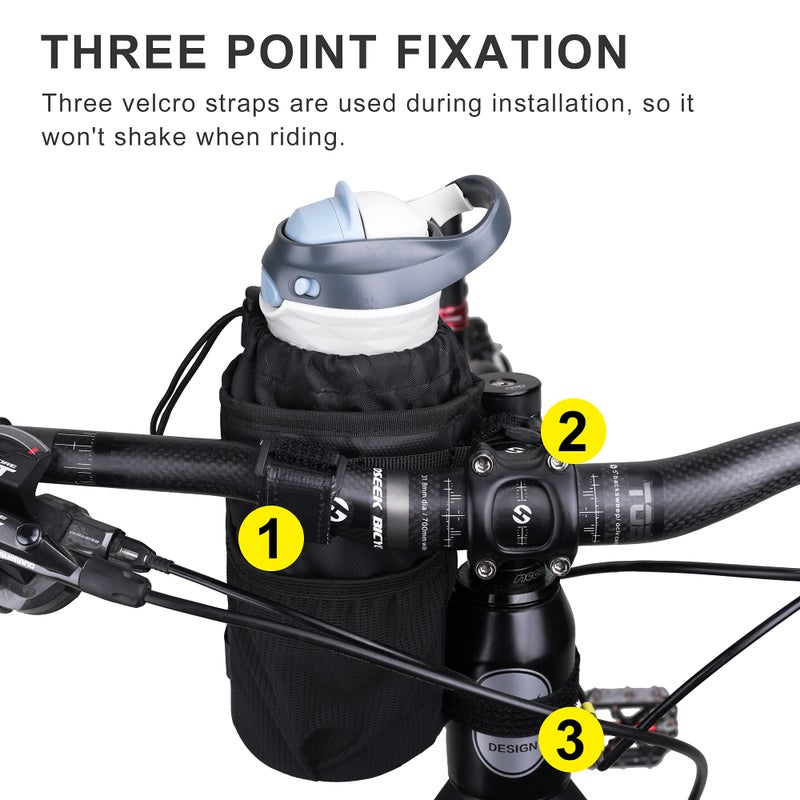 Rhinowalk Bike Handlebar Water Bottle Bag Drink Cup Holder Bicycle Front Insulated Stem Bag - Image 2